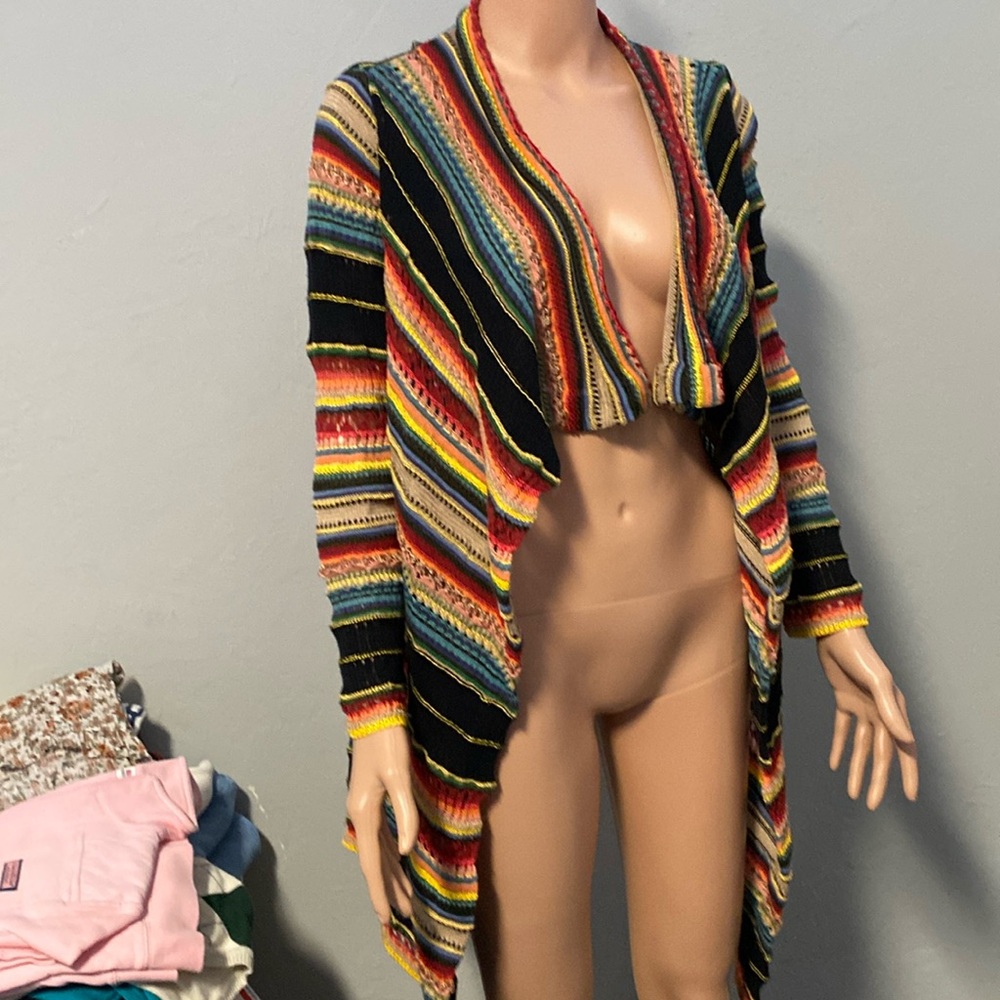 POLO RALPH LAUREN Serape Crochet Mulberry Silk Linen Sweater Size Small